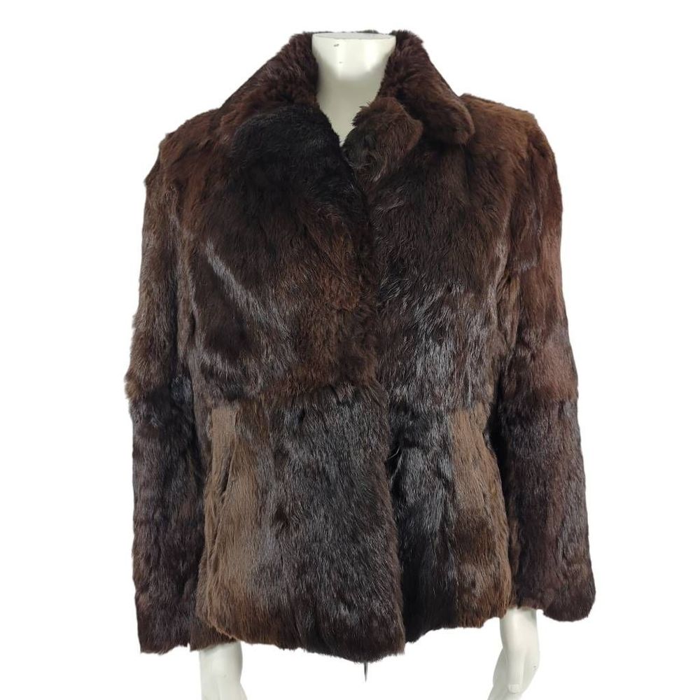 Vintage Dino Ricco brown genuine rabbit fur coat pockets lined extremely soft